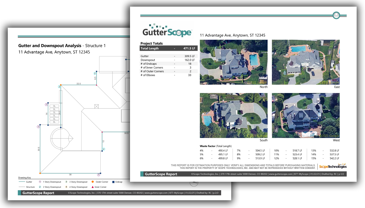 GutterScope Measurement Report Created by Scope Technologies